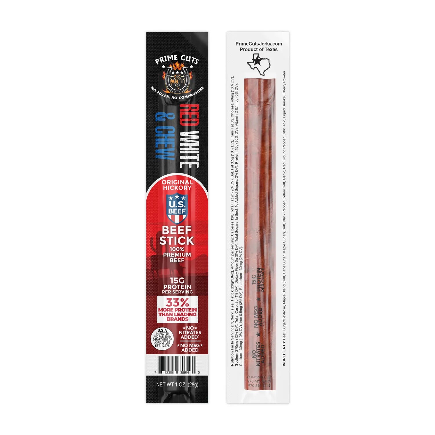 Red, White, and Chew Stick (Original Hickory) Beef Sticks